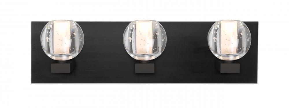 Besa, Boca Vanity, Clear Bubble, Black Finish, 3x40W G9