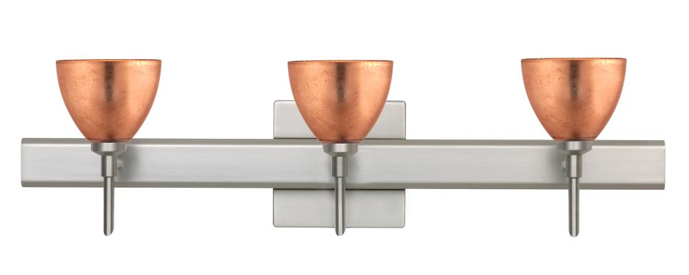 Besa Divi Wall With SQ Canopy 3SW Copper Foil Satin Nickel 3x5W LED