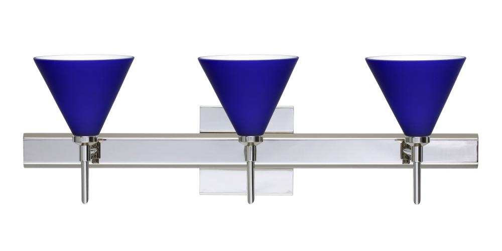 Besa Wall With SQ Canopy Kani Chrome Cobalt Blue Matte 3x5W LED