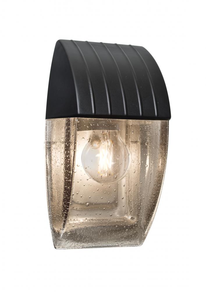 Besa, Aqua Series Wall Sconce, Black/Clear Bubble, 1x8W LED Filament