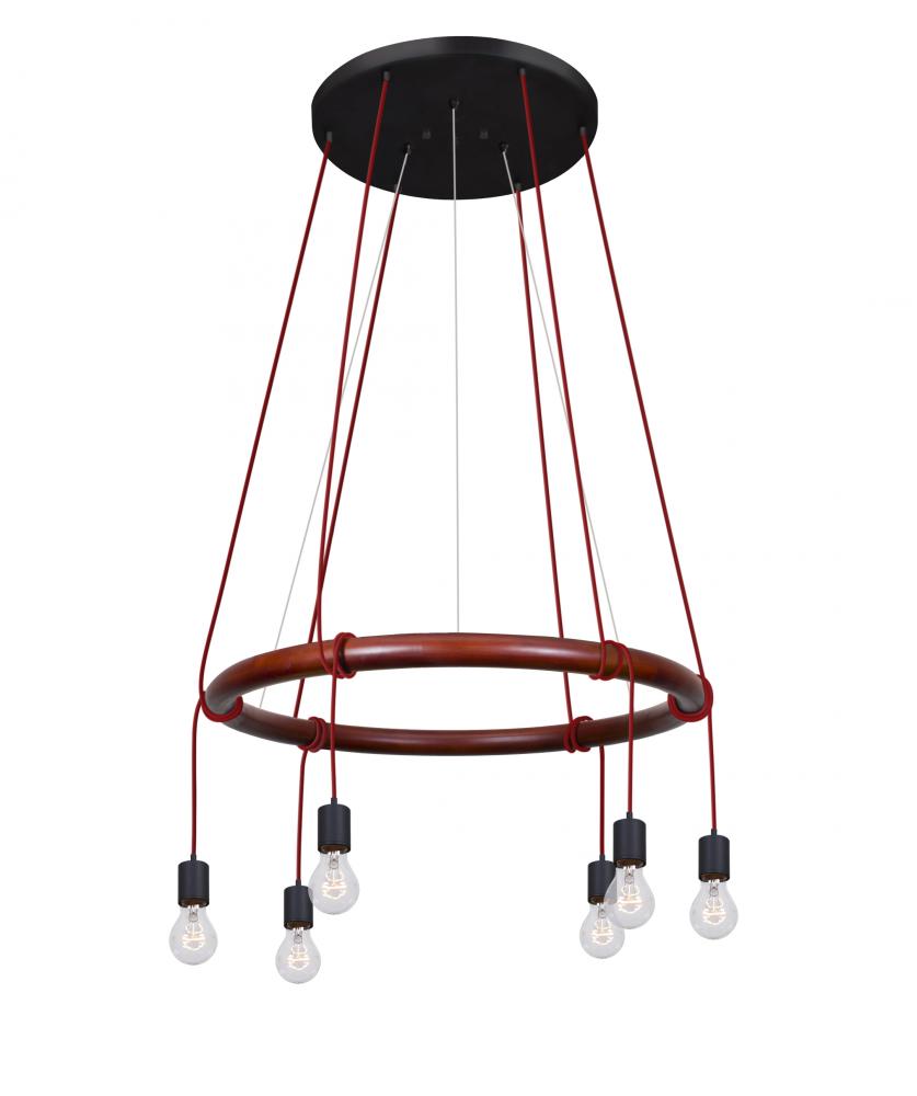 Besa Cirque 120V Suspension, Red Cord, 6x60W Medium base