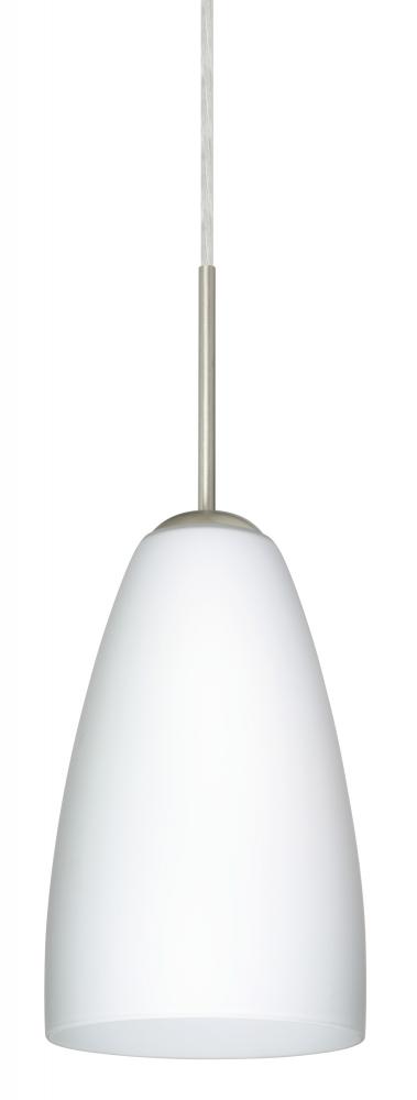 Besa Riva 9 LED Pendant J Opal Matte Satin Nickel 1x9W LED, 15Ft. Cord