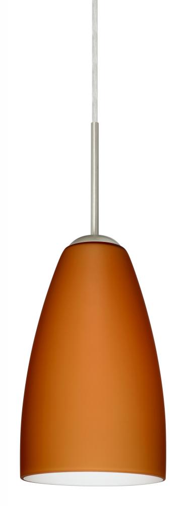 Besa Riva 9 LED Pendant J Amber Matte Satin Nickel 1x9W LED, 15Ft. Cord