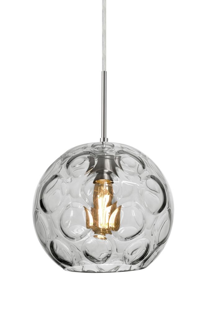 Besa Bombay Pendant For Multiport Canopy, Clear, Satin Nickel Finish, 1x8W LED Filament, 15ft.