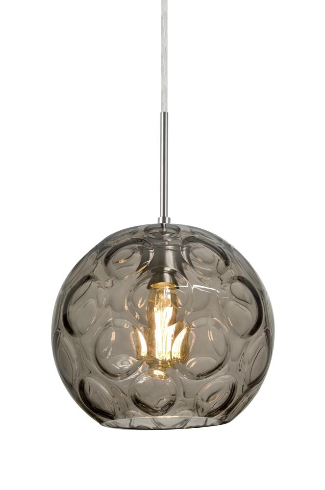 Besa Bombay Pendant For Multiport Canopy, Smoke, Satin Nickel Finish, 1x8W LED Filament, 15ft.