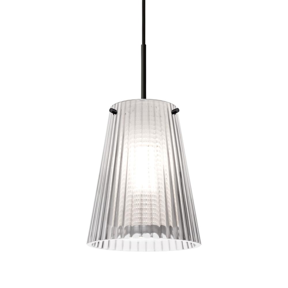 Besa Dion Pendant for Multiport Canopy, Clear Shade, Black Finish, 1x60W Medium Base