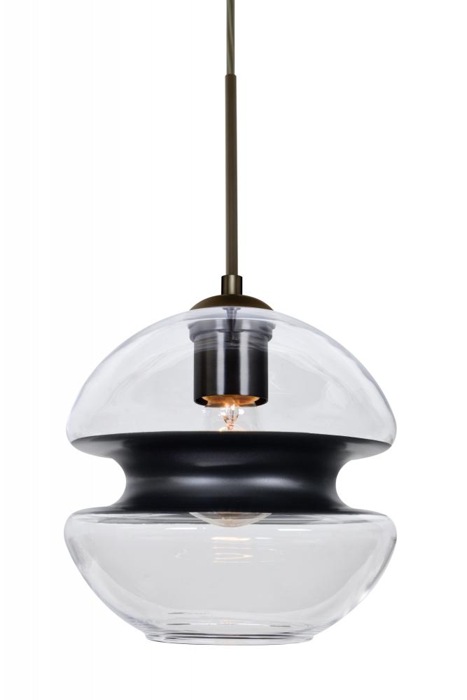 Besa, Hula 8 Cord Pendant for Mulitport Canopy, Clear/Black, Bronze Finish, 1x60W Medium Base