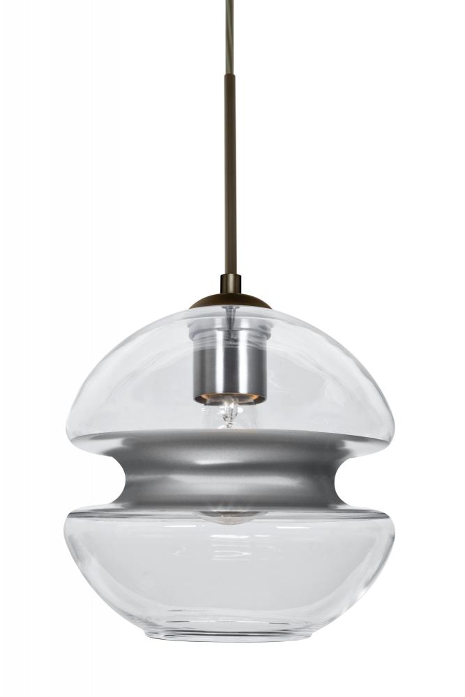 Besa, Hula 8 Cord Pendant for Mulitport Canopy, Clear/Silver, Bronze Finish, 1x60W Medium base