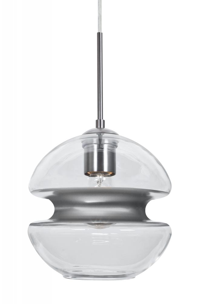 Besa, Hula 8 Cord Pendant for Mulitport Canopy, Clear/Silver, Satin Nickel Finish