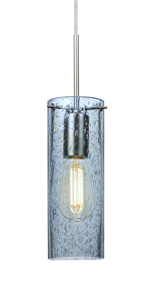 Besa, Juni 10 Pendant For Multiport Canopy, Blue Bubble, Satin Nickel, 1x4W LED Filament, 15ft.
