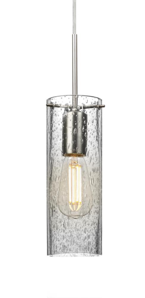 Besa, Juni 10 Pendant For Multiport Canopy, Clear Bubble, Satin Nickel, 1x4W LED Filament, 15ft.