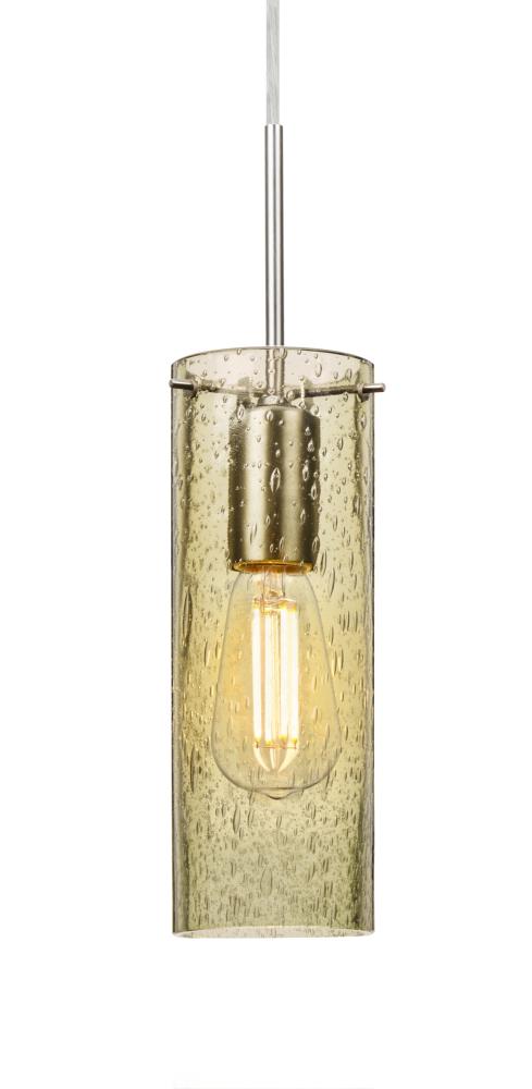 Besa, Juni 10 Pendant For Multiport Canopy, Gold Bubble, Satin Nickel, 1x4W LED Filament, 15ft.