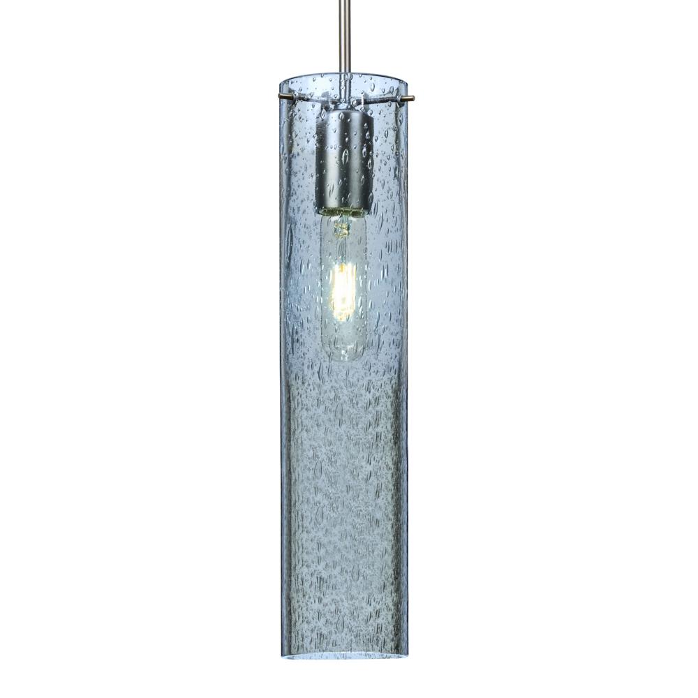 Besa, Juni 16 Pendant For Multiport Canopy, Blue Bubble, Satin Nickel, 1x60W Medium Base
