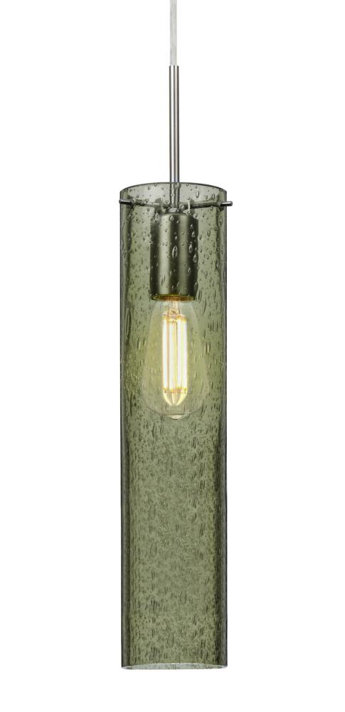 Besa, Juni 16 Pendant For Multiport Canopy, Moss Bubble, Satin Nickel, 1x4W LED Filament, 15ft.