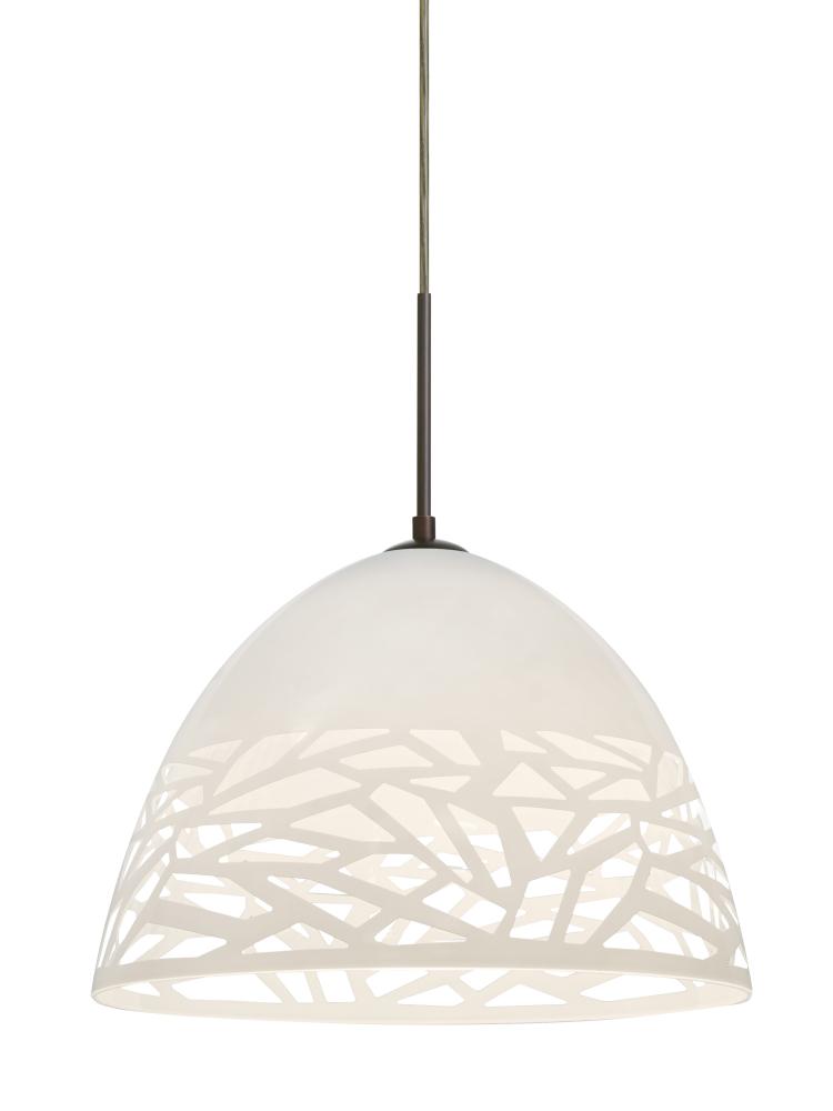 Besa Kiev Pendant for Multiport Canopy, White, Bronze Finish, 1x9W LED
