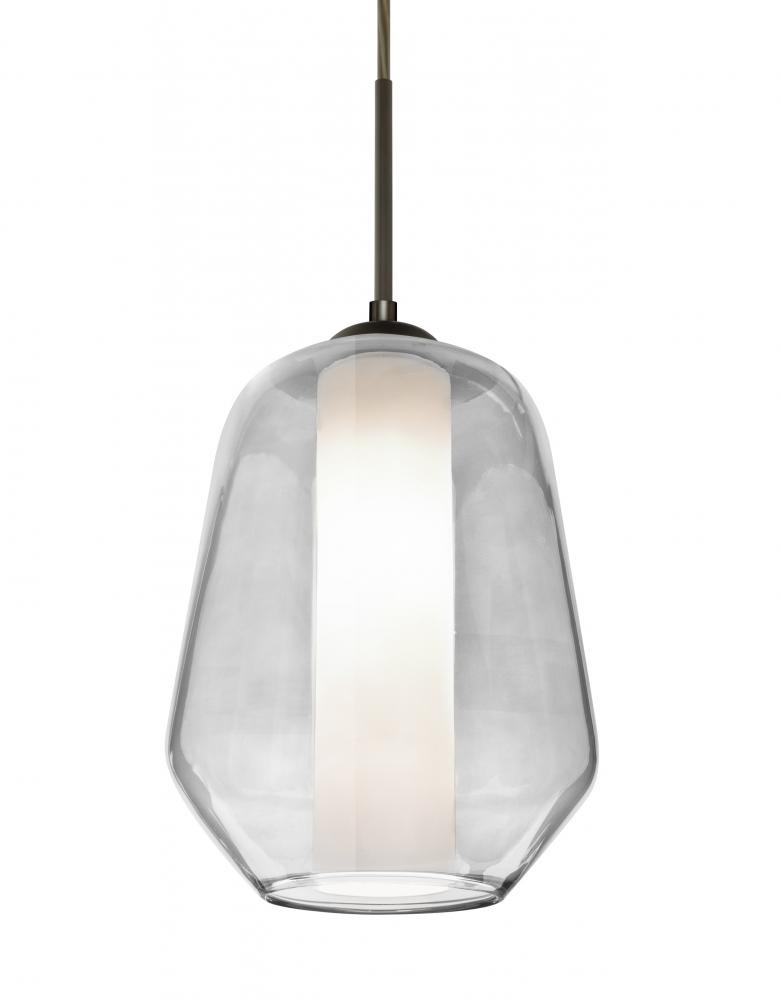 Besa Link Pendant for Multiport Canopy, Clear/Opal, Bronze Finish, 1x9W LED