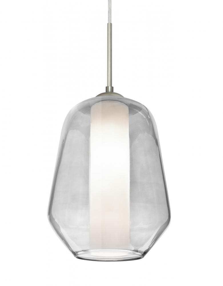 Besa Link Pendant for Multiport Canopy, Clear/Opal, Satin Nickel Finish, 1x60W Medium Base