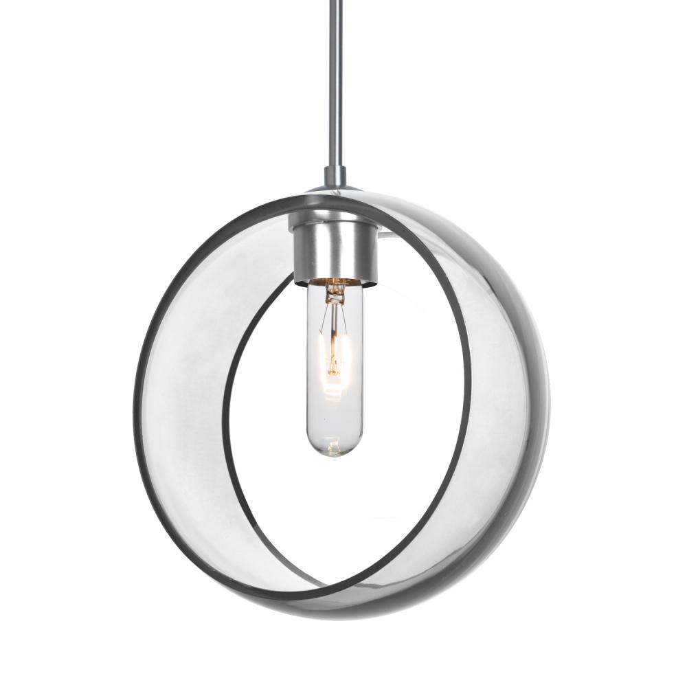 Besa Mana Pendant For Multiport Canopy, Clear, Satin Nickel Finish, 1x60W Medium Base