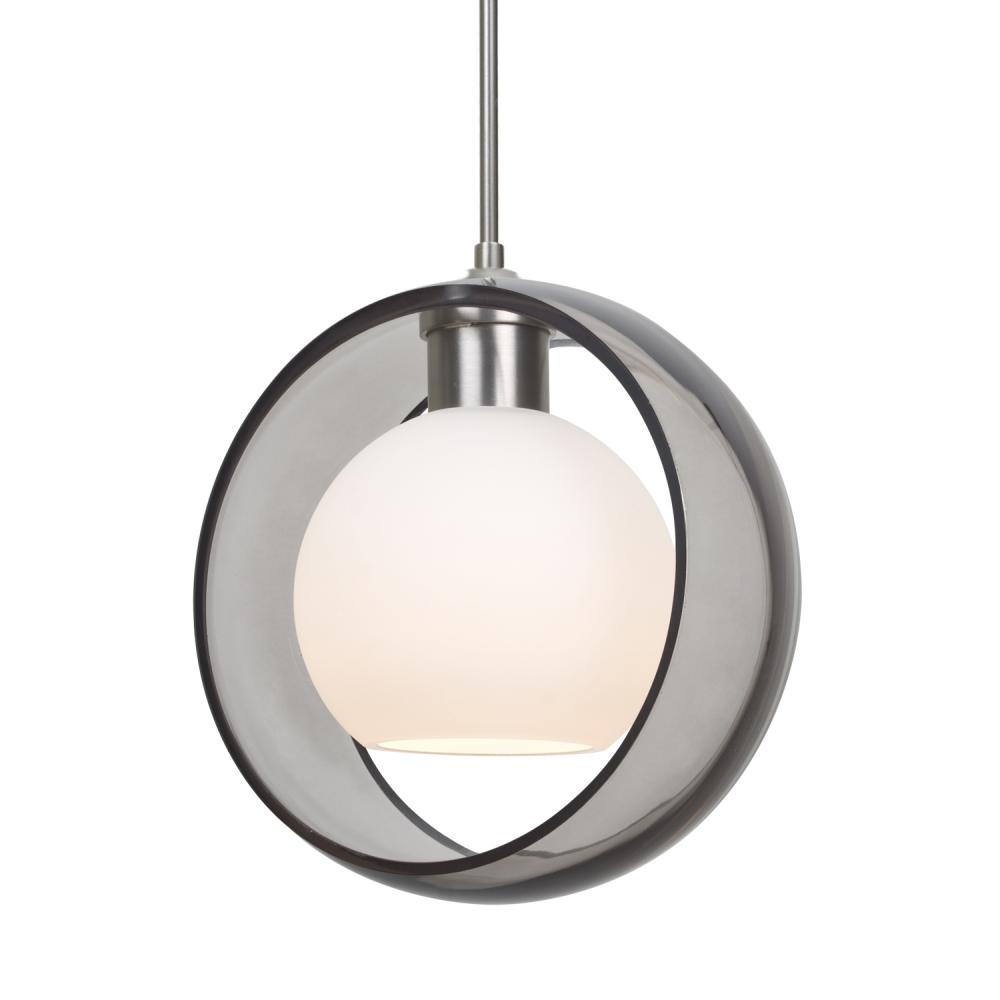 Besa Mana Pendant For Multiport Canopy, Smoke/Opal, Satin Nickel Finish, 1x60W Medium Base