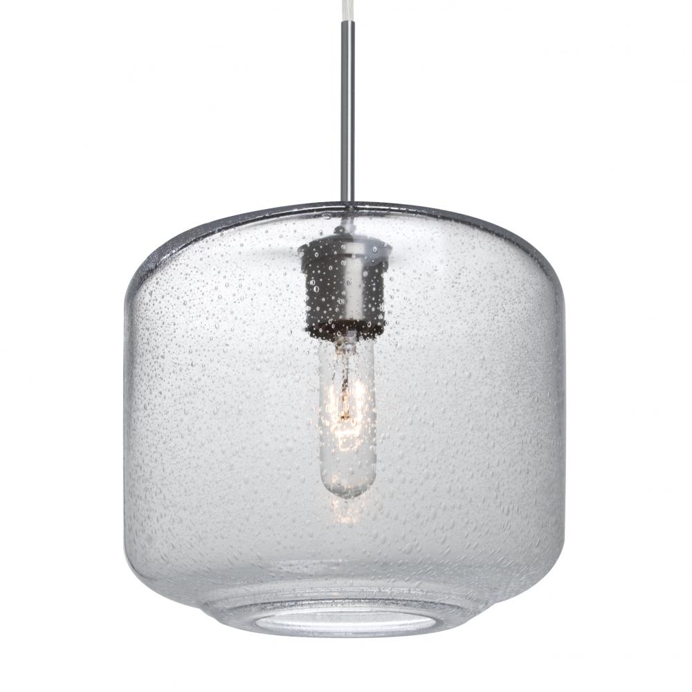 Besa Niles 10 Pendant For Multiport Canopy, Clear Bubble, Satin Nickel Finish, 1x60W Medium Base