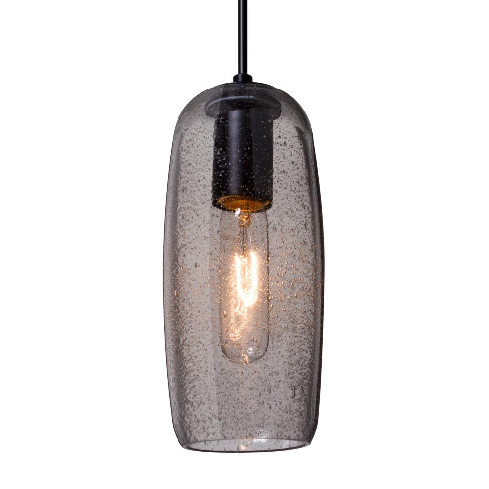 Besa, Pinot 9 Cord Pendant for Mulitport Canopy, Smoke Bubble, Black FInish 1x4W LED Filament