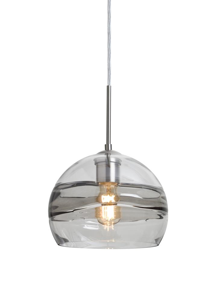 Besa Spirit 8 Pendant For Multiport Canopy, Smoke/Clear, Satin Nickel Finish