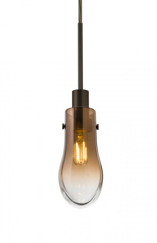 Besa, Wish Cord Pendant for Mulitport Canopy, Amber/Clear, Bronze Finish, 1x4W LED Filament