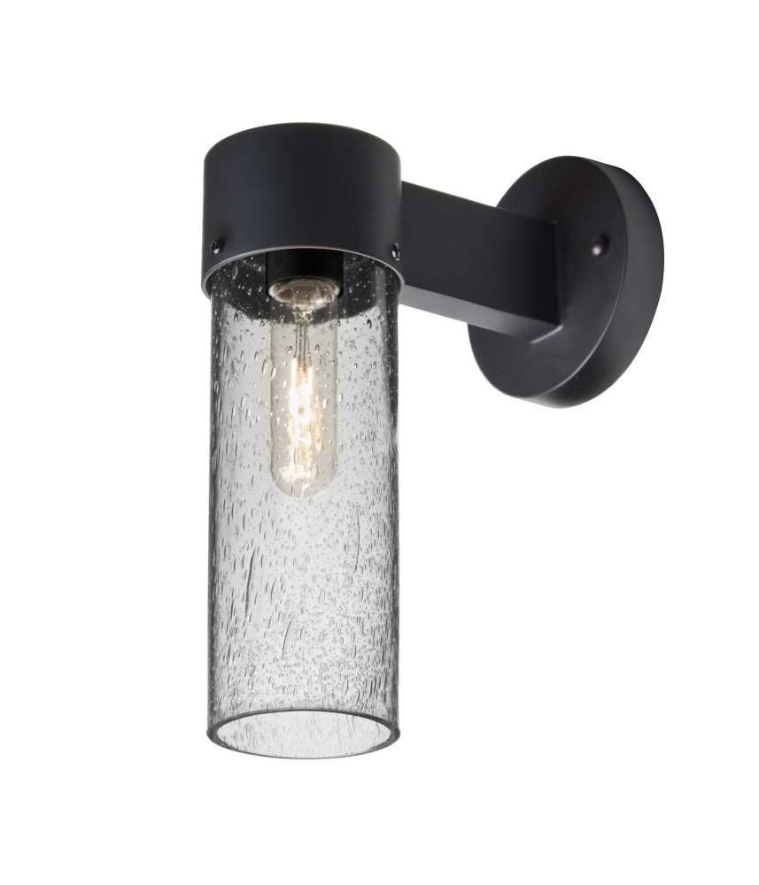 Besa, Juni 10 Outdoor Sconce, Clear Bubble, Black Finish, 1x4W LED Filament