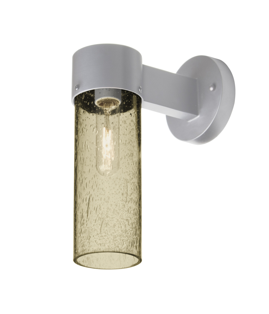 Besa, Juni 10 Outdoor Sconce, Latte Bubble, Silver Finish, 1x4W LED Filament