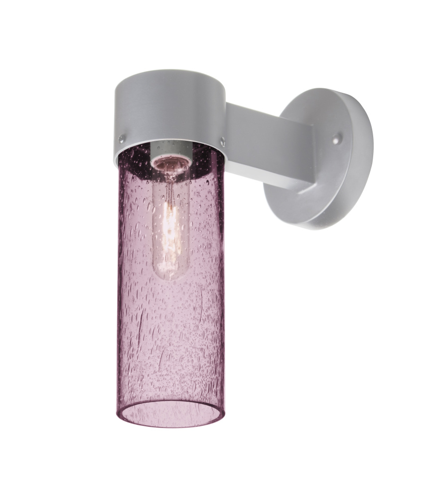 Besa, Juni 10 Outdoor Sconce, Plum Bubble, Silver Finish, 1x4W LED Filament