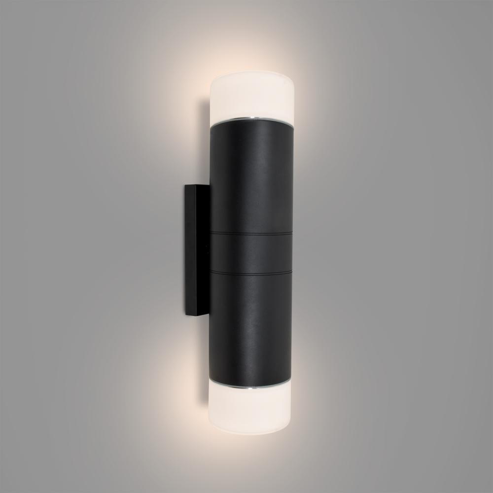 Besa Kaya 24 Sconce, Satin White Glass, Black Finish, 2x60W Medium base