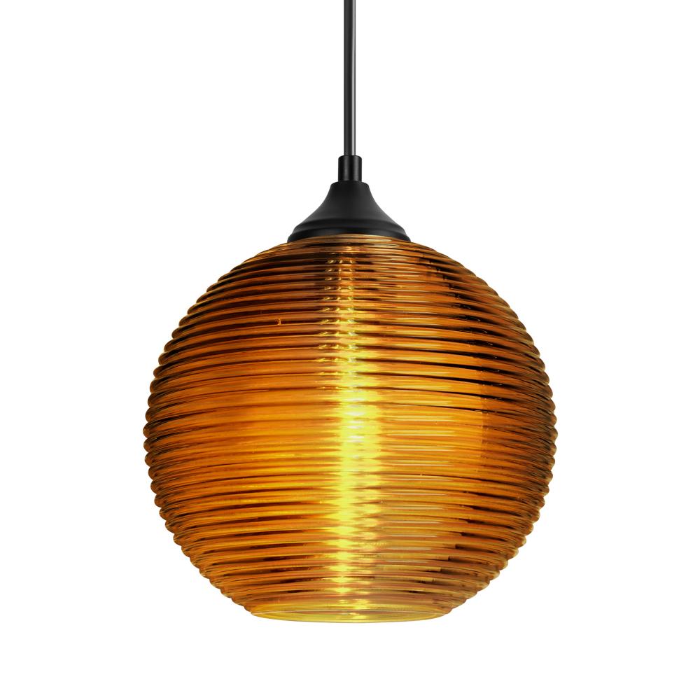 Besa Kristall 8 Outdoor Pendant Black Finish, Amber 1xE26 Base