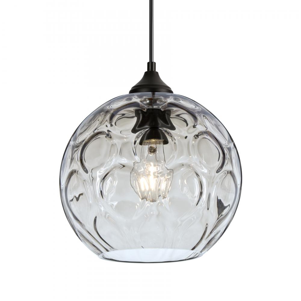Besa Bombay Outdoor Pendant, Clear, Black Finish, 1x E26 Base