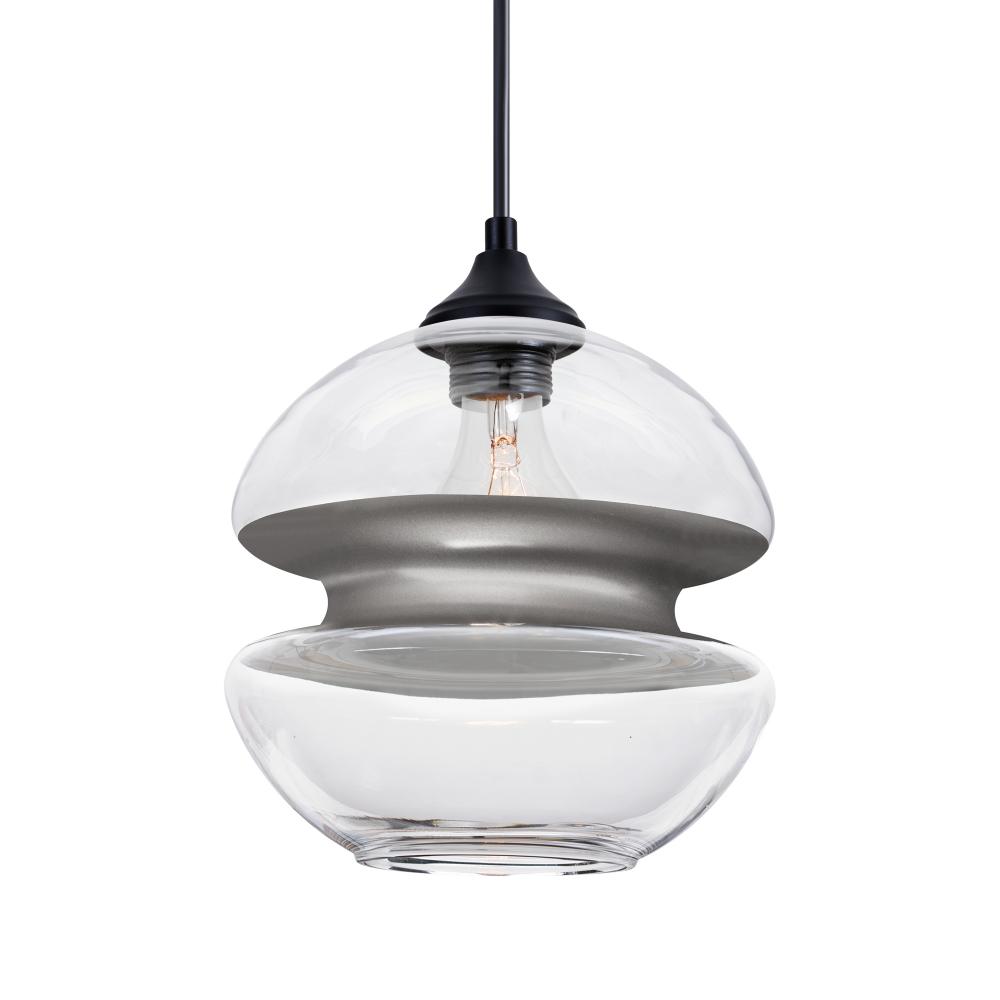 Besa, Hula 8 Outdoor Pendant, Clear/Silver, Black Finish, 1xE26 base
