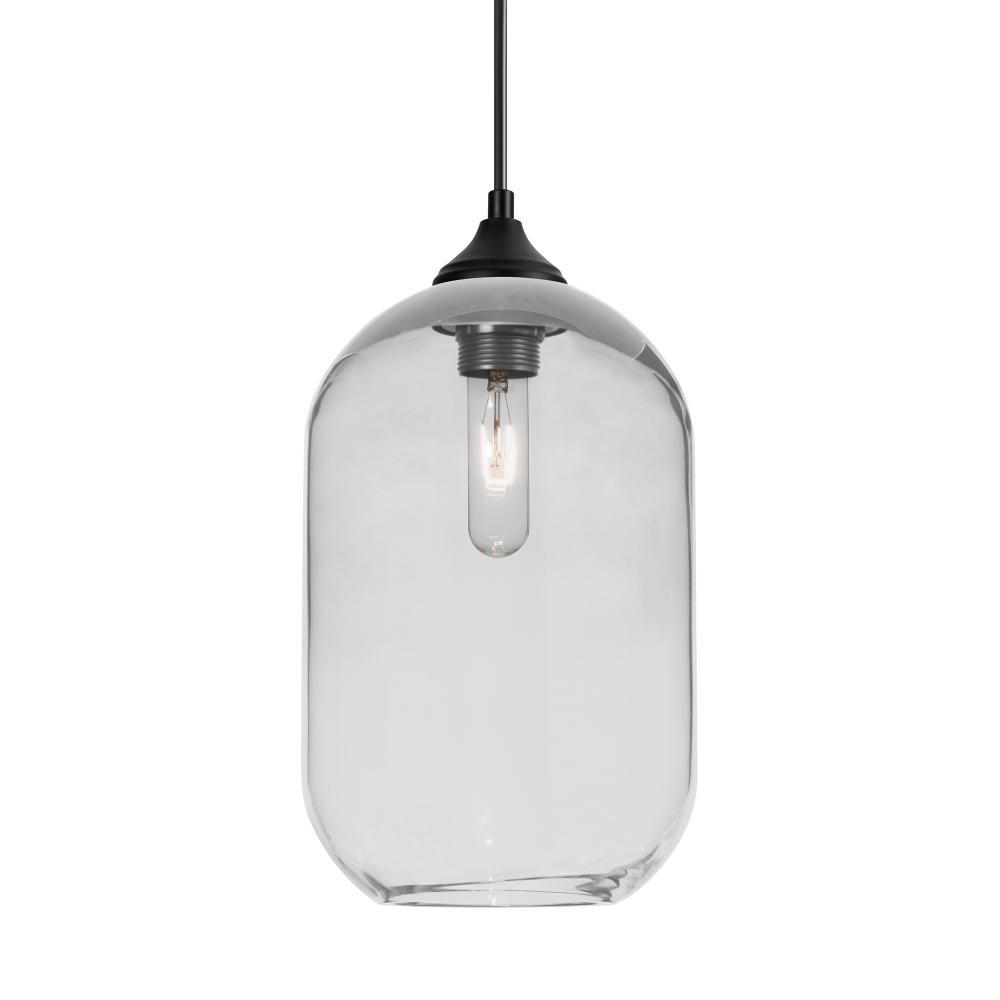 Besa, Omega 12 Outdoor Pendant, Clear, Black Finish, 1xE26 Base