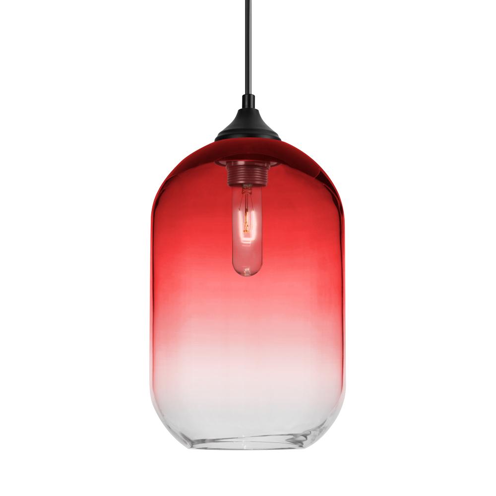 Besa, Omega 12 Outdoor Pendant, Red/Clear, Black Finish, 1xE26 Base