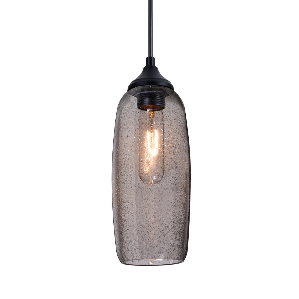 Besa, Pinot 9 Outdoor Pendant, Smoke Bubble, Black Finish, FInish 1xE26 Base