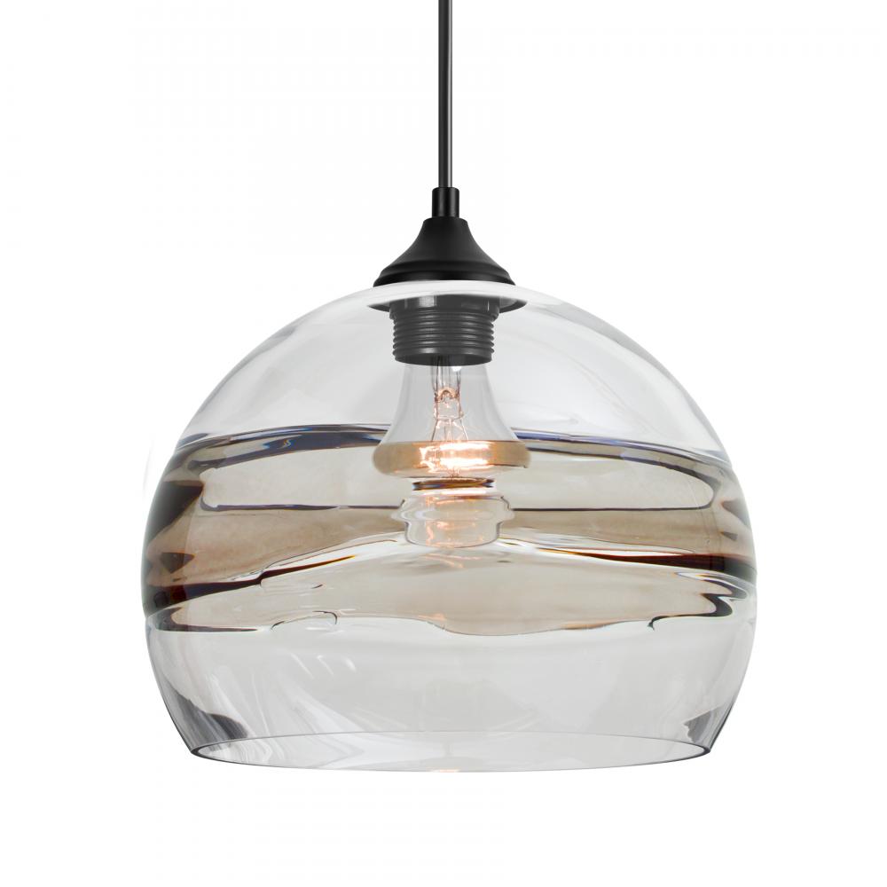 Besa Spirit 10 Outdoor Pendant, Smoke/Clear, Black Finish, 1xE26 Base