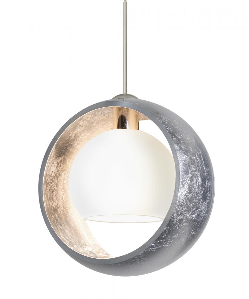Besa Pendant Pogo Satin Nickel Silver/Inner Silver 1x35W MAX GY6.35 Base, 15Ft. Cord