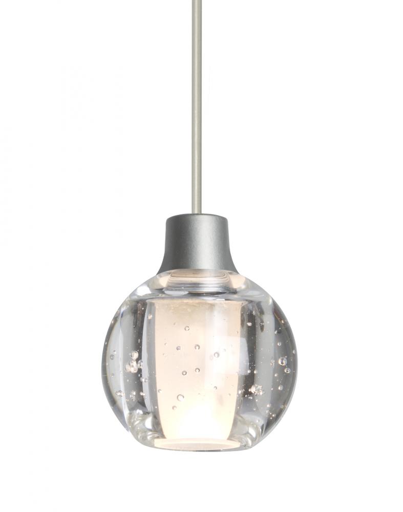 Besa, Boca 3 Cord Pendant, Clear Bubble, Satin Nickel Finish, 1x3W LED