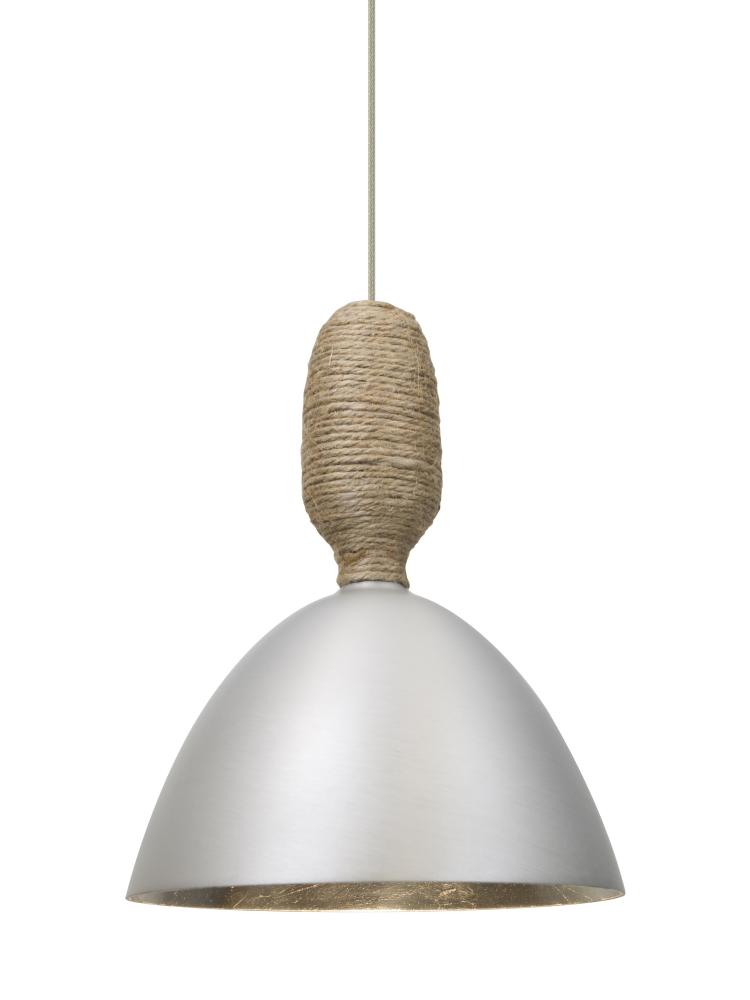 Besa Creed Cord Pendant, Satin Nickel With Silver Reflector, Satin Nickel Finish, 1x9W LED, 15ft.