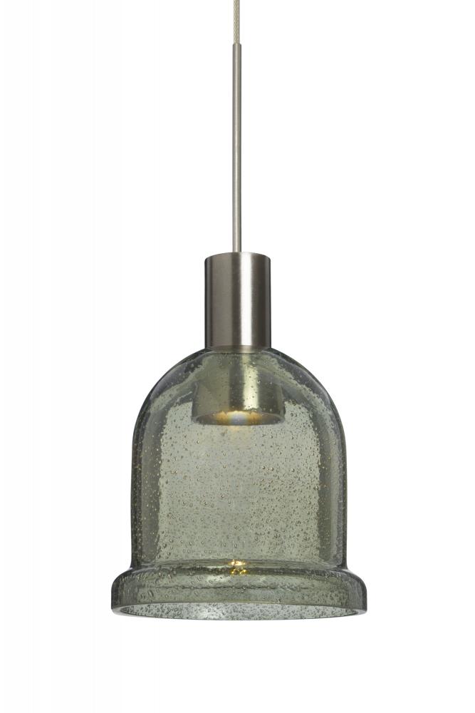 Besa, Kiba Cord Pendant, Moss Bubble, Satin Nickel Finish, 1x3W LED