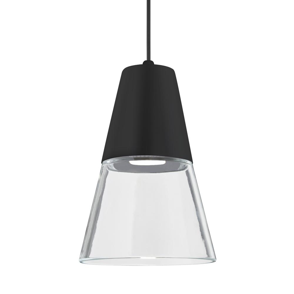 Besa Timo 6 Pendant, Clear/Black, Black Finish, 1x9W LED