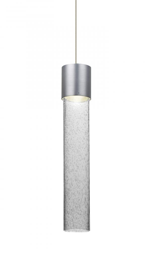 Besa, Wanda 12 Cord Pendant, Clear Bubble, Satin Nickel Finish, 1x3W LED, 15Ft. Cord