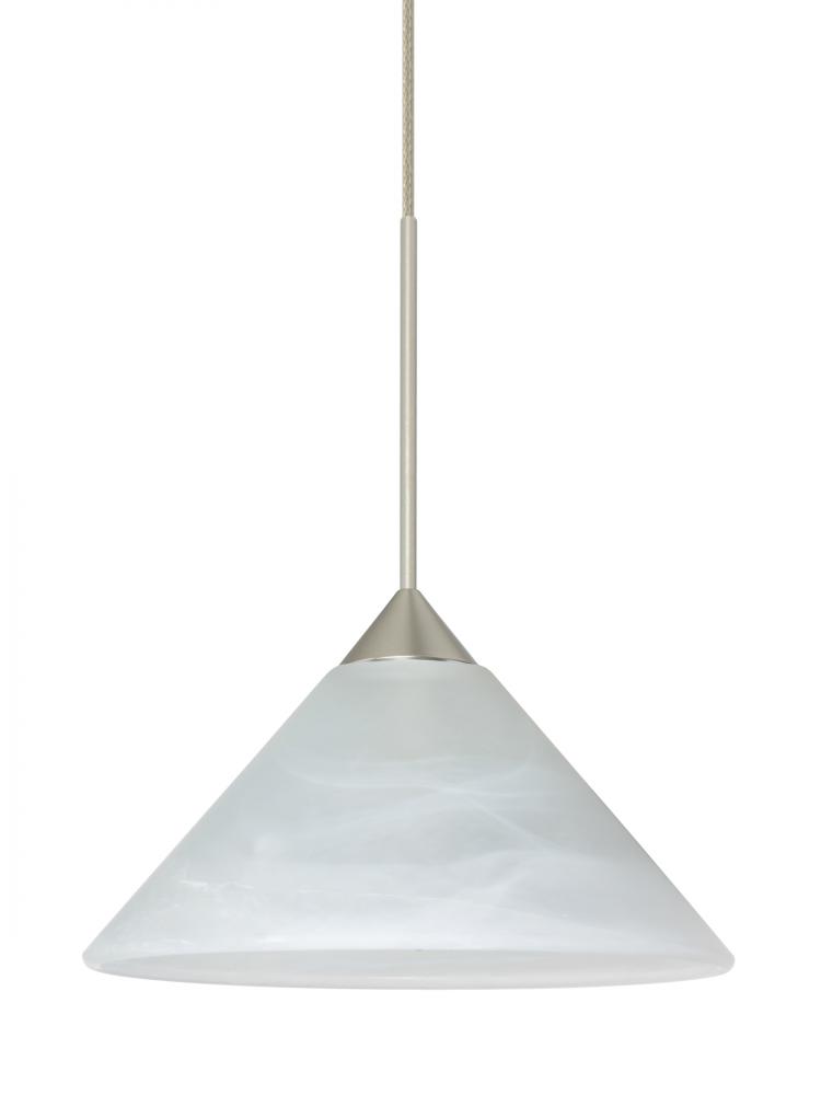 Besa Pendant Kona Satin Nickel Marble 1x50W MAX GY6.35 Base, 15Ft. Cord