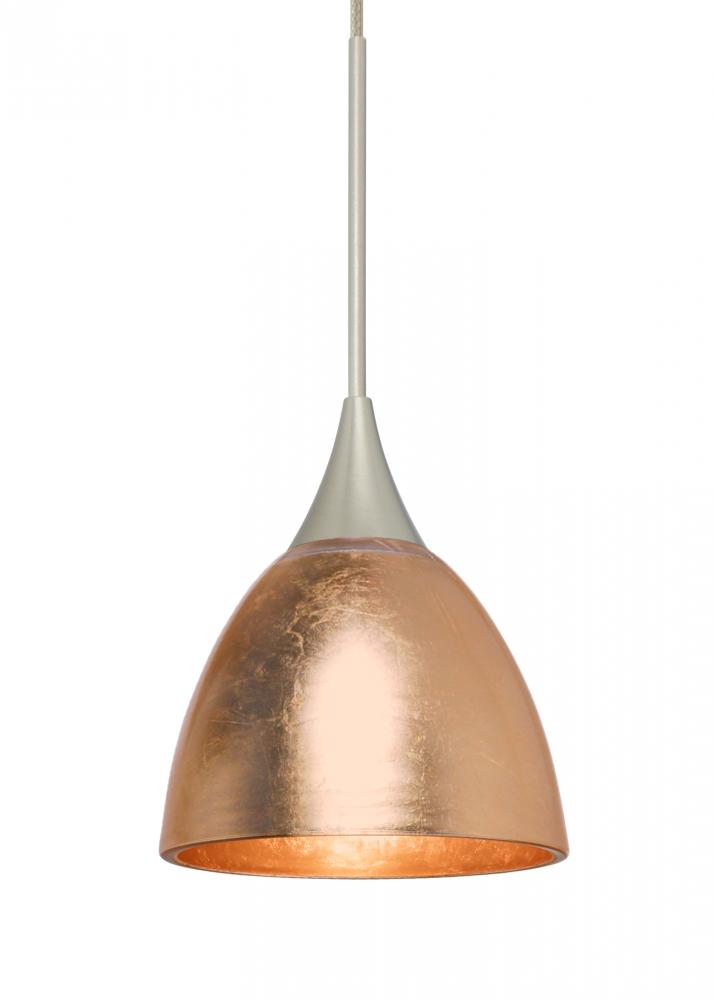 Besa Divi Pendant, Copper Foil, Satin Nickel, 1x50W Halogen, 15Ft. Cord