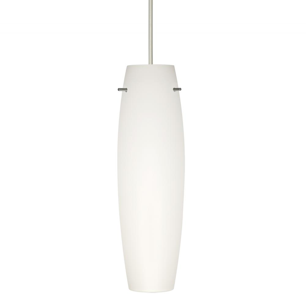 Besa Stilo 11 Pendant, Opal Matte, Satin Nickel, 1x9W LED