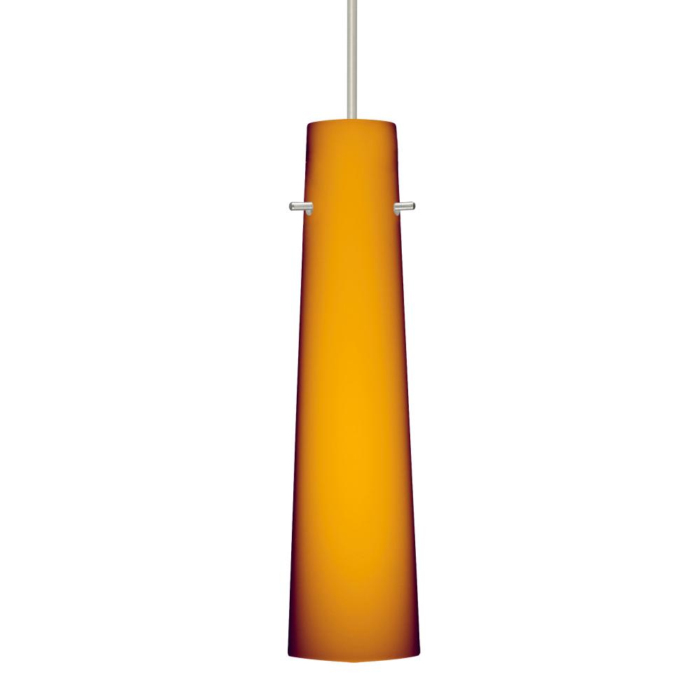 Besa Camino Pendant Satin Nickel Amber Matte 1x50W MAX GY6.35 Base, 15Ft. Cord