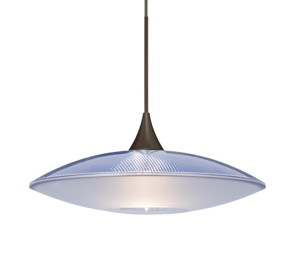Besa Pendant Spazio Bronze Blue/Frost 1x50W MAX GY6.35 Base, 15Ft. Cord