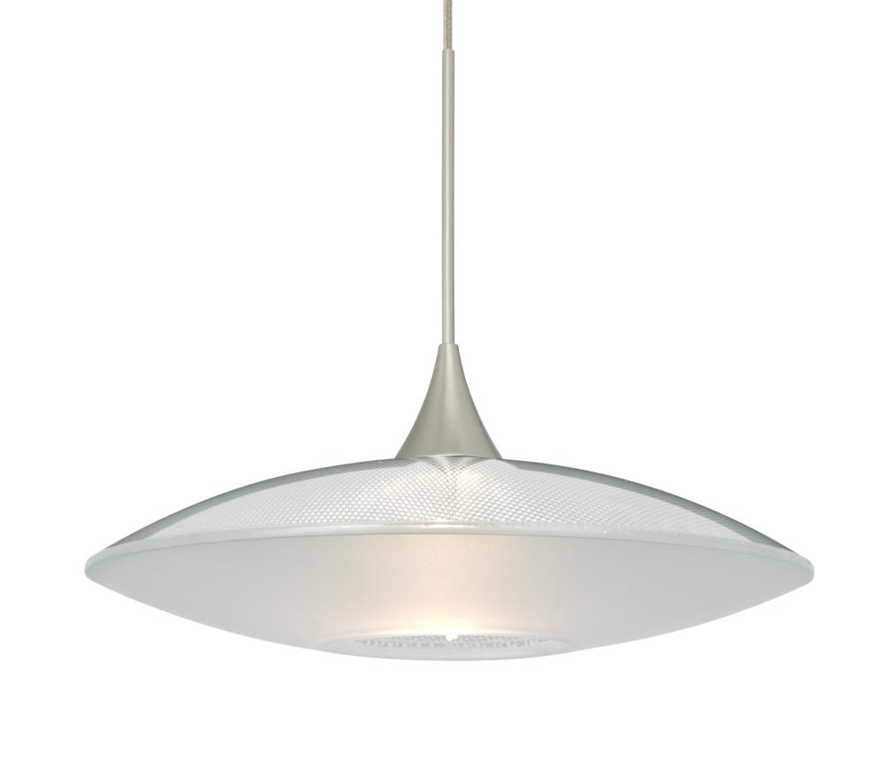 Besa Pendant Spazio Satin Nickel Clear/Frost 1x50W MAX GY6.35 Base, 15Ft. Cord